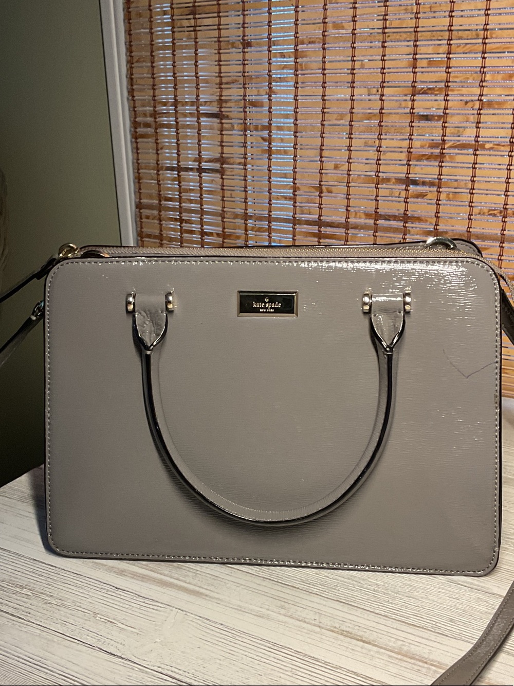 Kate Spade | Bixby Place Lise crossbody shoulder shiny gray 100% leather Glossy
